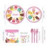 Ice Cream Paper Plates Summer Watercolor Dessert Popsicle Party Plates and Napkins Party Supplie Birthday Disposable Tableware Set Dinnerware Serves 8