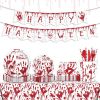 Halloween Blood Hand Bleeding Paper Plates Party Supplie Plates and Napkins Birthday Disposable Tableware Set Party Dinnerware Serves 8 Guests for Pla