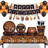Whisky Plate Birthday Party Paper Plates and Napkins for Party Supplies Disposable Retro Tableware Kit Value Dinnerware Serves 8 Guests for Plates, Na