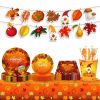Autumn Thanksgiving Maple Leaf Paper Plates Party Supplie Plates and Napkins Birthday Disposable Tableware Set Party Dinnerware Serves 8 Guests for Pl
