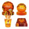 Autumn Thanksgiving Maple Leaf Paper Plates Party Supplie Plates and Napkins Birthday Disposable Tableware Set Party Dinnerware Serves 8 Guests for Pl