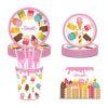 Ice Cream Paper Plates Summer Watercolor Dessert Popsicle Party Plates and Napkins Party Supplie Birthday Disposable Tableware Set Dinnerware Serves 8