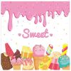 Ice Cream Paper Plates Summer Watercolor Dessert Popsicle Party Plates and Napkins Party Supplie Birthday Disposable Tableware Set Dinnerware Serves 8